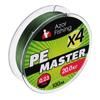 azor fishing леска плетеная, pe мастер, 100м, 0,23мм, 20,0кг, зеленая