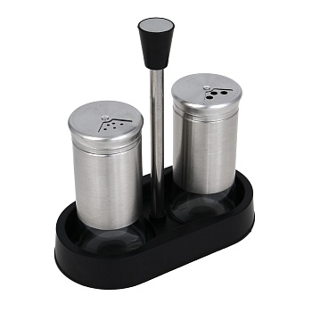 satoshi набор для соли и перца 2шт. 16.6x8.5x17.5см, стекло, нерж.сталь, пластик, цвет серебро интернет-магазин «Барс»