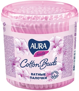 ватные палочки комплект 200 шт., aura, пластиковый стакан