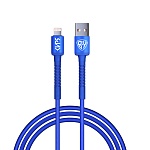 by киря кабель для зарядки xxl ip, 2м, быстрая зарядка 2.4а, 12w, тканевый, синий от магазина Барс