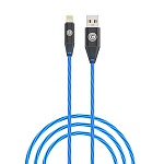 всёгазин кабель для зарядки светящийся ip, 1м, 2.4а, быстрая зарядка, led подсветка,синий от магазина Барс