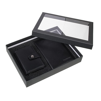 юl даркус набор портмоне с жестким кардхолдером и обложка для паспорта, пу, черный, кж24-46