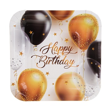 набор тарелок бумажных тм fntastic, 6 шт, happy birthday! 18x18 см