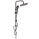 rain душевая система, верхний душ 1 режим 300x200мм, ручной душ 1 режим 95x115мм, черный