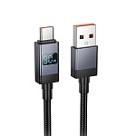 кабель для зарядки usb(a)-type c hoco. модель x118 generous, 1 м, 5а, с дисплеем, черный