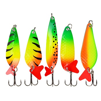 azor fishing блесна колеблющаяся "щука", кислотная, 5 видов