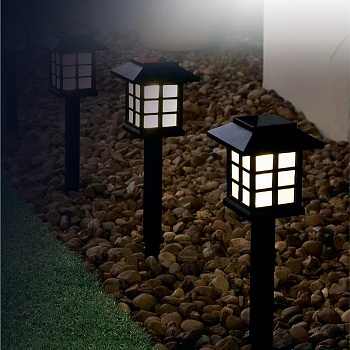 inbloom фонарь садовый на солнечной батарее, пластик, 8,5х8,5х38см 1,2 вт  ni-mh 1.2v/600 мач, ip 42 от магазина Барс