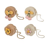 сумка плетенная с декором на длинном ремне, тм юl, 11-12x6 см, папирус, полиэстер