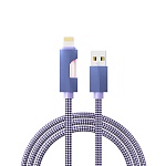 by кабель для зарядки flow ip, 1м, быстрая зарядка 2.4а, 12w, тканевый, фиолетовый от магазина Барс