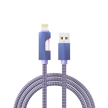 by кабель для зарядки flow ip, 1м, быстрая зарядка 2.4а, 12w, тканевый, фиолетовый от магазина Барс