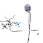 rain смеситель для ванны нефрит, круглый излив 40см, керам. кран-буксы 1/2, душ. набор, латунь, хром