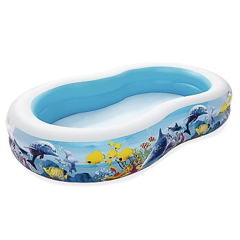 bestway семейный бассейн fish 'n friends, 262x157х46см, 54118