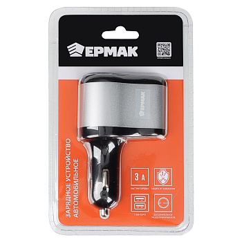 ермак устройство зарядное в авто, usb qc 3.0+pd, 5в/3.1а, пластик