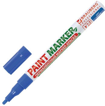маркер-краска лаковый (paint marker) 2 мм, синий, без ксилола (без запаха), алюминий, brauberg profe