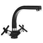 rain смеситель для кухни веста, высокий излив, кран-буксы 1/2, латунь, черный