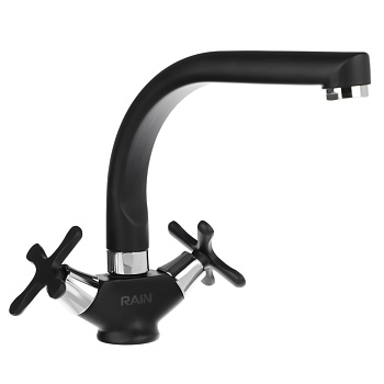 rain смеситель для кухни веста, высокий излив, кран-буксы 1/2, латунь, черный