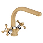 союзкран смеситель для кухни, поворотный излив 25см, керам. кран-буксы 1/2", беж, цинк, sk01-g208