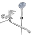 союзкран смеситель для ванны с душем, плоский излив 35см, кер. картридж 40мм, хром, цинк, sk09-i124