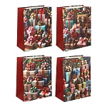 пакет подарочный тм сноу бум 18x23x10см, бумага, 4 дизайна, арт.1