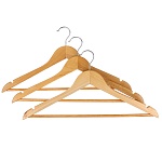 вешалки для одежды тм vetta, 3шт, 45см, деревянные, хром, цвет светлое дерево от магазина Барс