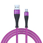 forza кабель для зарядки венеция micro usb, 1м, 2а, тканевая оплётка, 3 цвета, пакет от магазина Барс