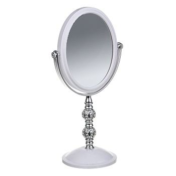 юниlook зеркало овальное на декоративной подставке, пластик, стекло, высота 31,5см, 16х13см, белый