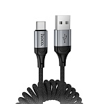 кабель для зарядки usb(a)-type c hoco. модель x121 nuevo, 1 м, пружинный, черный