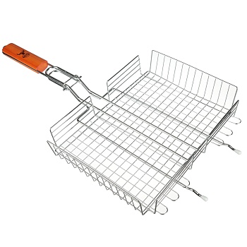 grillboom решётка гриль хром со съёмной ручкой 57x30x24 глубина 5см, хромированная сталь