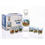 набор охота штоф 0,5л + стопки 50мл 6шт, стекло, с декором интернет-магазин «Барс»