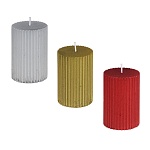 свеча столбик тм ladecor 5x7,5 см, рифленая, парафин, 3 цвета