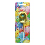 свеча в торт "грани", цифра 9, 4,8см, золото