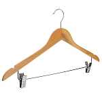 вешалка для одежды тм vetta, 45см деревянная с зажимами, хром, цвет светлое дерево от магазина Барс