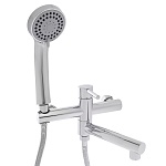 rain смеситель для ванны, прямой излив 18см, душ. набор, картридж 25мм, латунь, хром