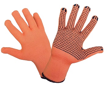 перчатки утепленные акриловые с пвх оранж.