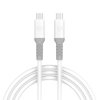 by кабель для зарядки powerful type-c-type-c, 1м, 3а, быстрая зарядка pd, 65 w, белый от магазина Барс