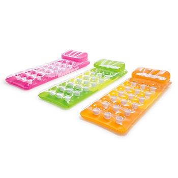 intex матрас пляжный надувной с подушкой, 188x71см, 2 камеры, рем комплект, 3 цвета, 58890eu
