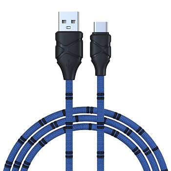 forza кабель для зарядки питон type-c, 1м, 2а, тканевая оплётка, 3 цвета, пакет от магазина Барс