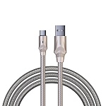 by кабель для зарядки серебро type-c, 1м, быстрая зарядка qc3.0, штекер металл, серебристый от магазина Барс