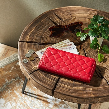 юl кошелек женский на молнии, пу, 19,5х10см, строчка, красный