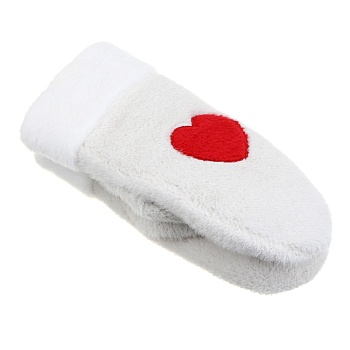 galante рукавицы женские пушистые с аппликацией сердце, р-р 18-20, кремовый, сзмп24-19