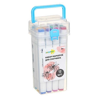 хоббихит набор маркеров для скетчинга, пластик, 8,2х17х6,5см, 12 цветов