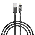 кабель для зарядки usb(a)-ip by zinc, 12вт, 1 м, 2.4a, нейлон, цинк. кон.,чёрный от магазина Барс