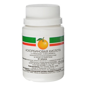 бад аскорбиновая кислота с глюкозой, 40 таб.