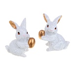 ladecor фигурка в виде зайчика с яйцом, полистоун, 4 см., арт 2, 2 дизайна