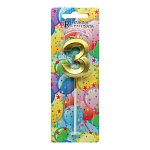 свеча в торт "грани", цифра 3, 4,8см, золото