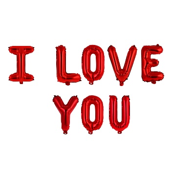 набор воздушных шаров тм fntastic буквы i love you, 40 см размер буквы, фольгированные, красный