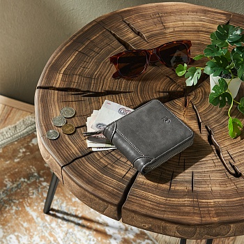 юl портмоне мужское на молнии, пу, 11х9,5х2,5см, серый, пм22-02