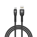 by кабель для зарядки silky microusb, 1м, быстрая зарядка 3а, qc, pd 20w, тканевый, черный от магазина Барс