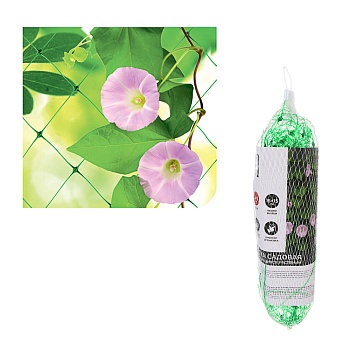 сетка садовая для вьющихся растений тм inbloom, 2х5м, пластик, размер ячейки 15х15см, зеленая от магазина Барс