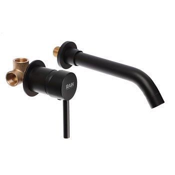 rain смеситель для раковины, скрытый встраиваемый монтаж, излив 20см, картридж 35мм, латунь, черный